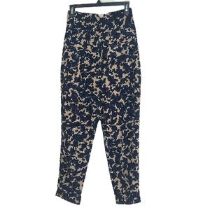 BCBGeneration High Waist Trousers‎ Print Navy Tan Career Pants Size 4